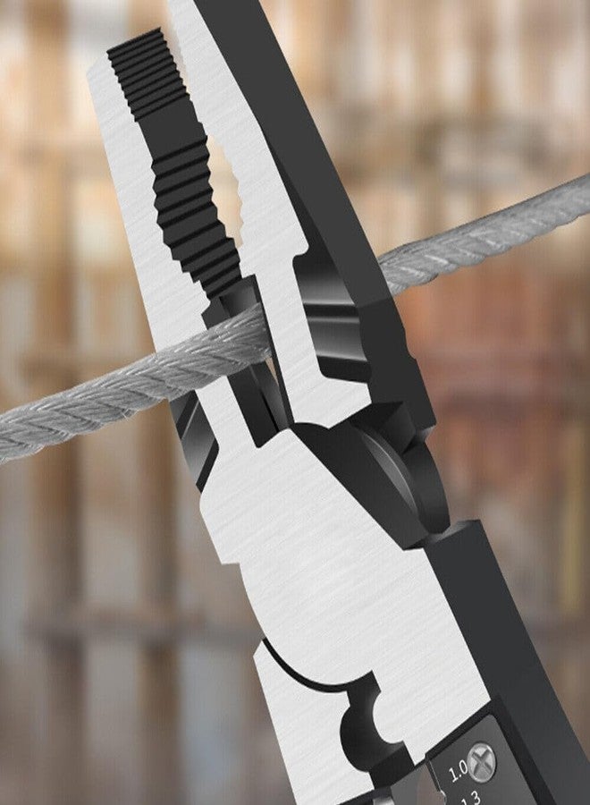 سيميكسيسن كماشة سيمكسن متعددة الأغراض 5 في 1 لعمال الخطوط الكهربائية/كماشة القطع مع وظيفة الإمساك، ومفتاح الربط، وقاطع الأسلاك، وأداة التجعيد، ووظيفة تجريد الأسلاك (فولاذ كروم فاناديوم مطروق، فضي) - Image 3